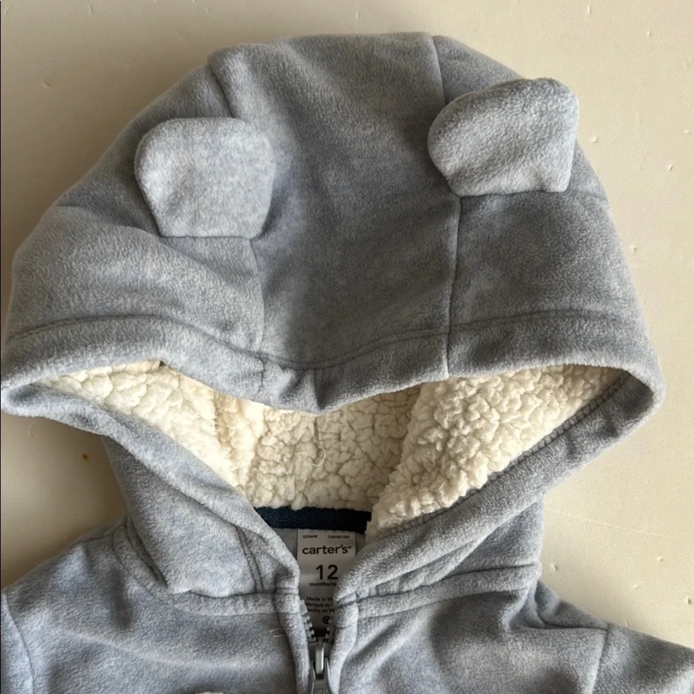 Carter’s Blue/Gray Elephant Zip-up Hoodie 12M
